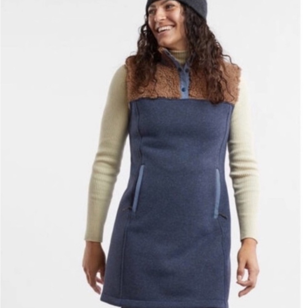Title nine fleece Blue and Brown vest Sleeveless Dress